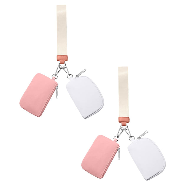 3/2/1PCS Keychain Wallet Mini Zip Around Wristlet Wallets For Women Detachable Dual Pouch