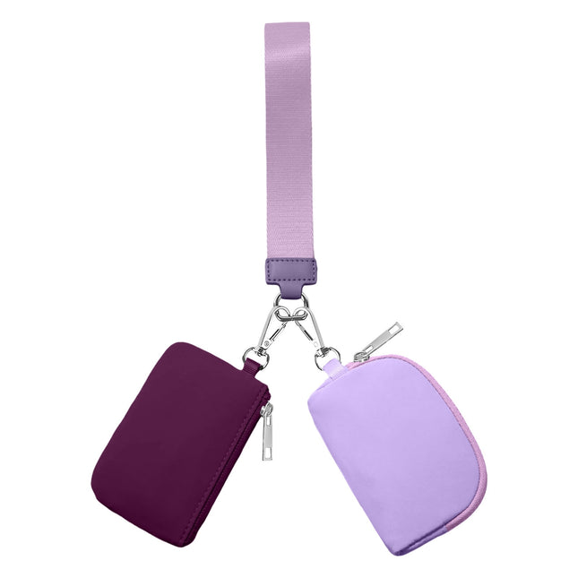 3/2/1PCS Keychain Wallet Mini Zip Around Wristlet Wallets For Women Detachable Dual Pouch