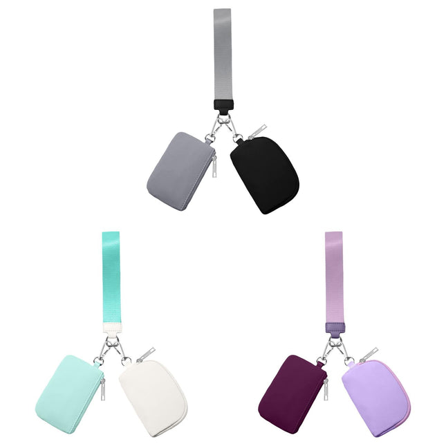 3/2/1PCS Keychain Wallet Mini Zip Around Wristlet Wallets For Women Detachable Dual Pouch