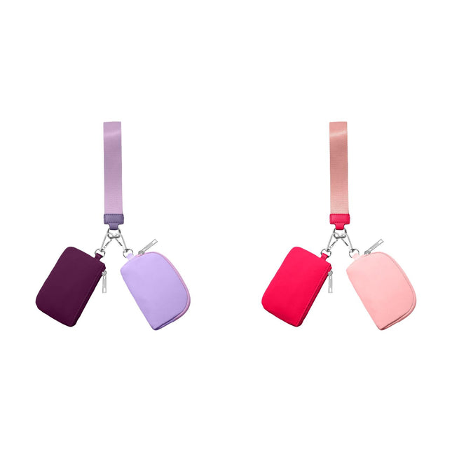 3/2/1PCS Keychain Wallet Mini Zip Around Wristlet Wallets For Women Detachable Dual Pouch