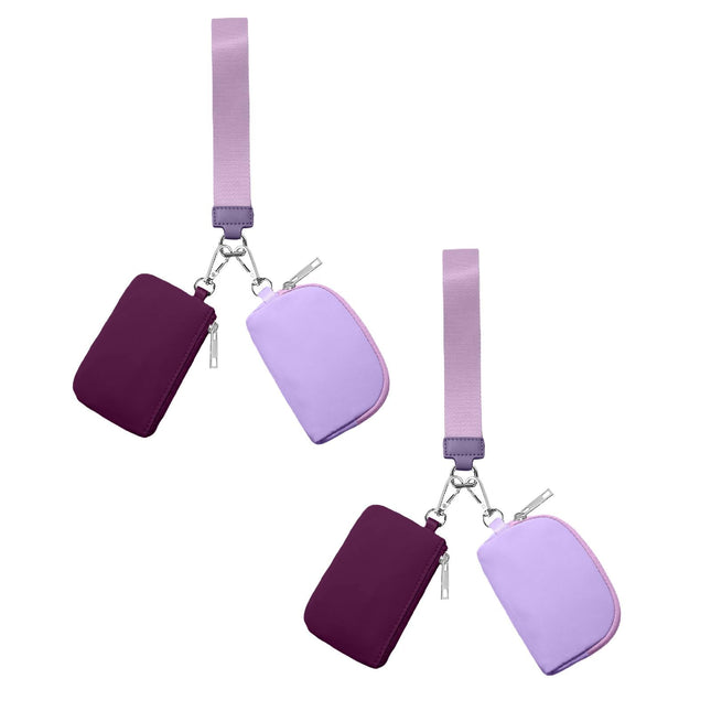 3/2/1PCS Keychain Wallet Mini Zip Around Wristlet Wallets For Women Detachable Dual Pouch