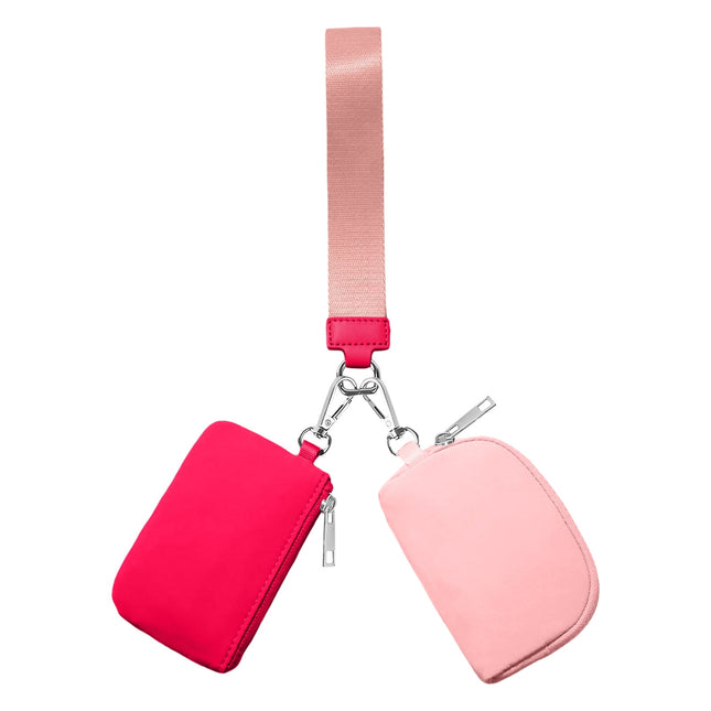 3/2/1PCS Keychain Wallet Mini Zip Around Wristlet Wallets For Women Detachable Dual Pouch