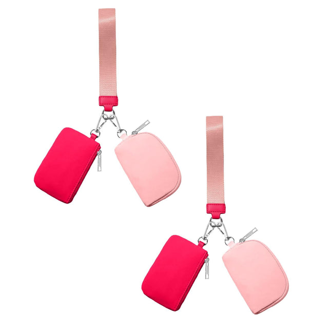 3/2/1PCS Keychain Wallet Mini Zip Around Wristlet Wallets For Women Detachable Dual Pouch