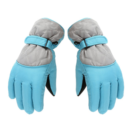 Dengjunhu Kids Winter Gloves - Snow & Ski Waterproof Youth Gloves for Boys & Girls - Insulated for Cold Weather Outdoor Play, Skiing & Snowboarding L Cyan