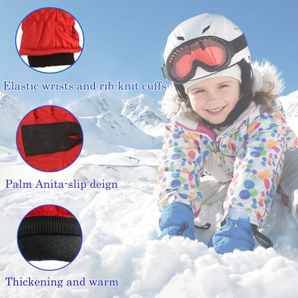 GXWEA Gloves For Kids Toddler Skis Kids Gloves Winter Gloves Thick Gloves Stretchy Warm Gloves Boys Girls 6-24 Months 4-8 Year AHA1 kids snow gloves Red