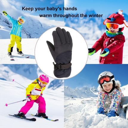 GXWEA Gloves For Kids Toddler Skis Kids Gloves Winter Gloves Thick Gloves Stretchy Warm Gloves Boys Girls 6-24 Months 6-11 Year AHA2 kids snow gloves Black