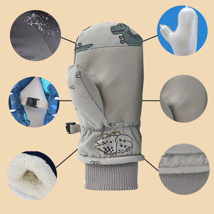 GXWEA Gloves For Kids Toddler Skis Kids Gloves Winter Gloves Thick Gloves Stretchy Warm Gloves Boys Girls 6-24 Months 2-4 Years AHA5 kids snow gloves Grey