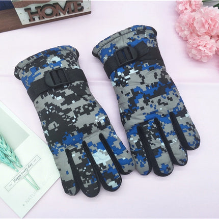TAIAOJING Kids Winter Snow Ski Gloves Kids Winter Warm Windproof Cold Weather Outdoor Sports Gloves For Boys Girls Snow Gloves Ski Gloves One Size Blue