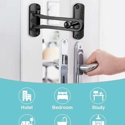DOMETOUR Door Reinforcement Lock Latch Swing Bar Guard Front Inside Door Safety Child Proof Stopper Kids Home Hotel Apartment Thicken Solid Aluminium