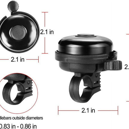 ZHUYING 2 pack Classic Bike Bell, Aluminum Bicycle Bell, Loud Crisp Clear Sound Bicycle Bike Bell for Adults Kids 2black
