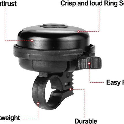 ZHUYING 2 pack Classic Bike Bell, Aluminum Bicycle Bell, Loud Crisp Clear Sound Bicycle Bike Bell for Adults Kids 2black