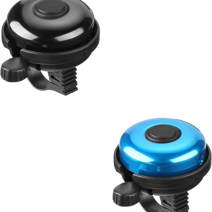 ZHUYING 2 pack Classic Bike Bell, Aluminum Bicycle Bell, Loud Crisp Clear Sound Bicycle Bike Bell for Adults Kids Blue+Black