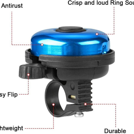 ZHUYING 2 pack Classic Bike Bell, Aluminum Bicycle Bell, Loud Crisp Clear Sound Bicycle Bike Bell for Adults Kids Blue+Black