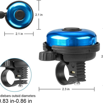 ZHUYING 2 pack Classic Bike Bell, Aluminum Bicycle Bell, Loud Crisp Clear Sound Bicycle Bike Bell for Adults Kids Blue+Black