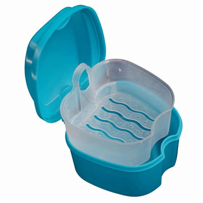 Denture Bath Case Cup Box Holder Storage Container with Denture Cleaner Brush Strainer Basket for Travel – product detail