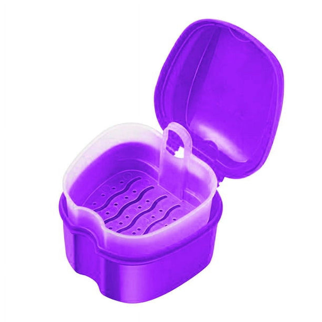 Denture Bath Case Cup Box Holder Storage Container with Denture Cleaner Brush Strainer Basket for Travel – product detail
