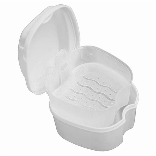 Denture Bath Case Cup Box Holder Storage Container with Denture Cleaner Brush Strainer Basket for Travel – product detail