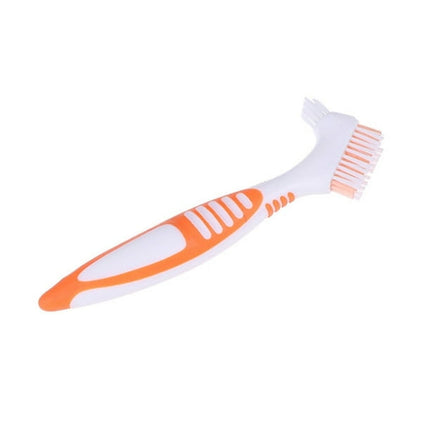 Denture Bath Case Cup Box Holder Storage Container with Denture Cleaner Brush Strainer Basket for Travel Cleaning White