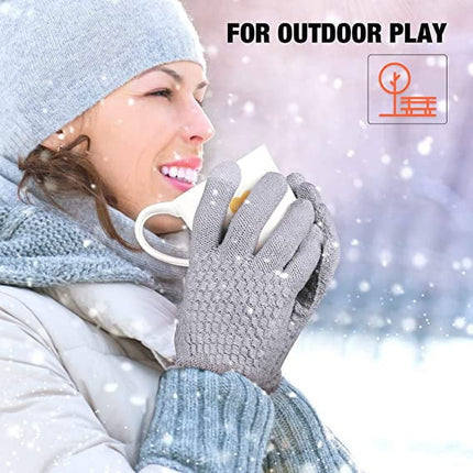 Dalrosia Women's Winter Touch Screen Gloves Warm Fleece Lined Knit Gloves Elastic Cuff Winter Texting Gloves Beige