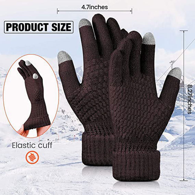 Dalrosia Women's Winter Touch Screen Gloves Warm Fleece Lined Knit Gloves Elastic Cuff Winter Texting – product detail