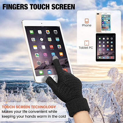 Dalrosia Women's Winter Touch Screen Gloves Warm Fleece Lined Knit Gloves Elastic Cuff Winter Texting Gloves Gray