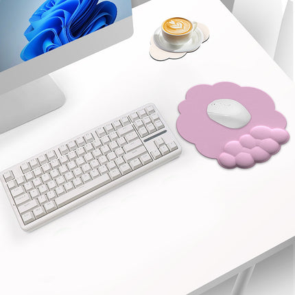 GHSOHS Ergonomic Mouse Pad with Wrist Support Cute Cloud Shape Wrist Pad Memory Cotton Keyboard Hand Rest Non Slip Wrist Pad Non-Slip Mousepad for Computer Laptop J