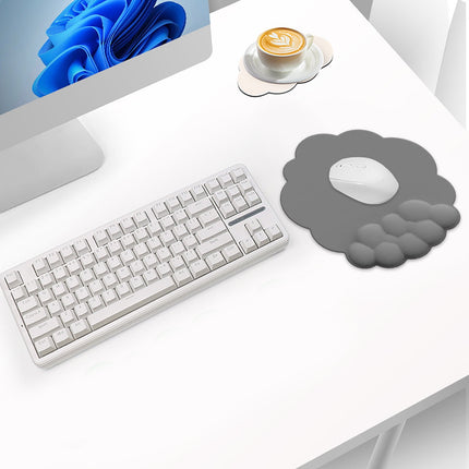 GHSOHS Ergonomic Mouse Pad with Wrist Support Cute Cloud Shape Wrist Pad Memory Cotton Keyboard Hand Rest Non Slip Wrist Pad Non-Slip Mousepad for Computer Laptop J