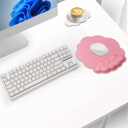 GHSOHS Ergonomic Mouse Pad with Wrist Support Cute Cloud Shape Wrist Pad Memory Cotton Keyboard Hand Rest Non Slip Wrist Pad Non-Slip Mousepad for Computer Laptop K