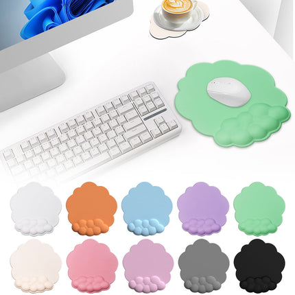GHSOHS Ergonomic Mouse Pad with Wrist Support Cute Cloud Shape Wrist Pad Memory Cotton Keyboard Hand Rest Non Slip Wrist Pad Non-Slip Mousepad for Computer Laptop L