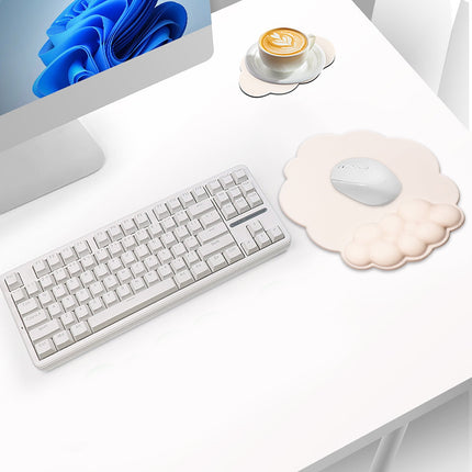 GHSOHS Ergonomic Mouse Pad with Wrist Support Cute Cloud Shape Wrist Pad Memory Cotton Keyboard Hand Rest Non Slip Wrist Pad Non-Slip Mousepad for Computer Laptop L
