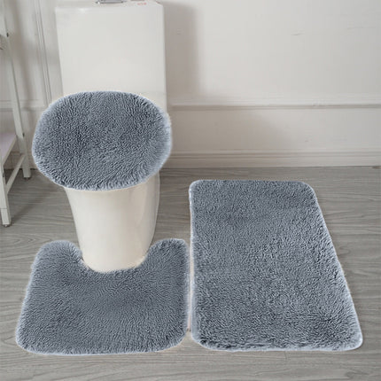 PALIFEUR Bathroom Rugs Sets, Non-Slip Bath Mat Set 3 Piece, Soft Comfortable Washable Bathroom Mat Set, Quicker Dry Bathroom Rug with Toilet Rug Dark Gray