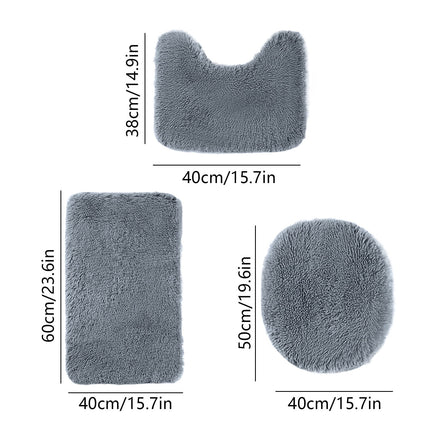 PALIFEUR Bathroom Rugs Sets, Non-Slip Bath Mat Set 3 Piece, Soft Comfortable Washable Bathroom Mat Set, Quicker Dry Bathroom Rug with Toilet Rug Dark Gray