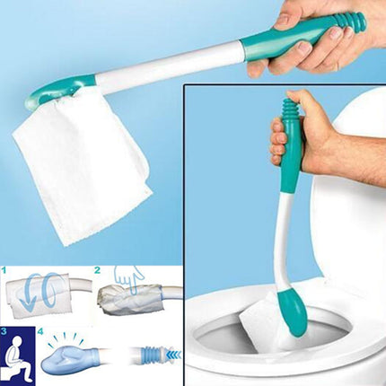 PALIFEUR Butt Wiper Tool, Long Reachs Comfortable Wipe Toilet Aid, Wipe Assist for Toileting for Pregnant Woman, Obese, Elderly, Disability Green