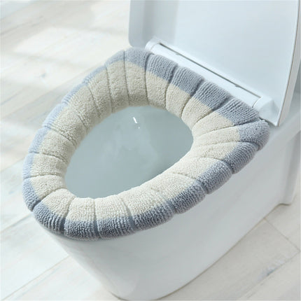PALIFEUR Toilet Seat Cushion, Soft Thicker Knitting Cotton Bathroom Toilet Seat Cover, Non Slip Warmer Comfortable Seat Cushions with Memory Foam, Washable Reusable Toilet Seat Covers Coffee