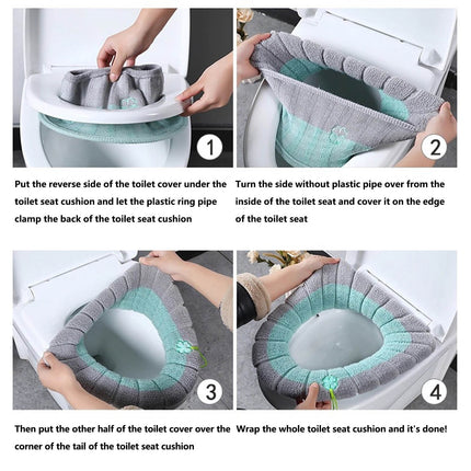 PALIFEUR Toilet Seat Cushion, Soft Thicker Knitting Cotton Bathroom Toilet Seat Cover, Non Slip Warmer Comfortable Seat Cushions with Memory Foam, Washable Reusable Toilet Seat Covers Coffee