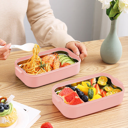 Xuniizn Bento Box Adult Lunch Box, Containers for Adults Men Women, Lunchable Food Container with Utensils, Sauce Jar, Muffin Liners, Microwave & Dishwasher Safe Pink#6
