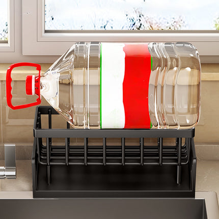 PALIFEUR Sponge Holder for Kitchen Sink, Kitchen Sink Organizer Rustproof 304 Stainless Steel Detachable Dishcloth Rack Sink Caddy, Kitchen Sponge Holder Bathroom Organizer Brush Holder Storage Black
