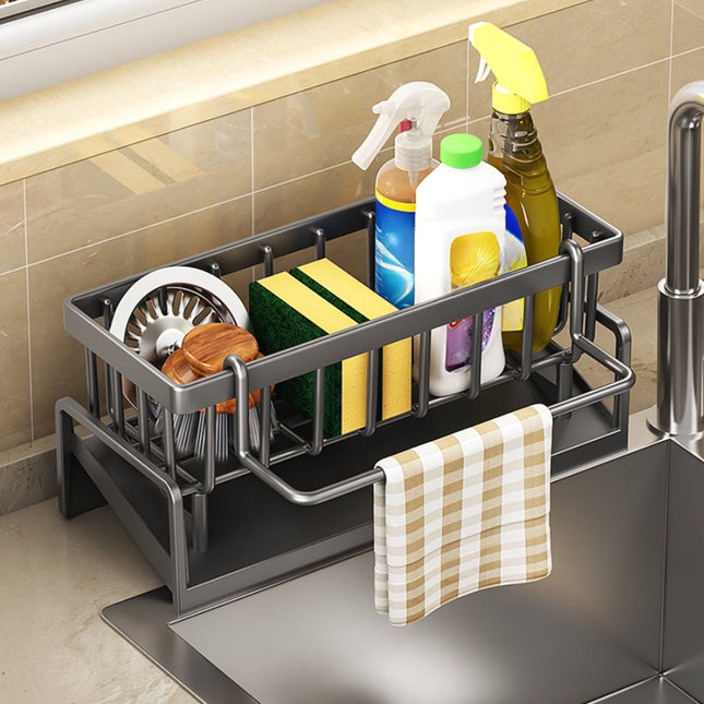 PALIFEUR Sponge Holder for Kitchen Sink Kitchen Sink Organizer Rustproof 304 Stainless Steel in White
