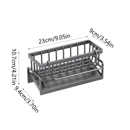 PALIFEUR Sponge Holder for Kitchen Sink, Kitchen Sink Organizer Rustproof 304 Stainless Steel Detachable Dishcloth Rack Sink Caddy, Kitchen Sponge Holder Bathroom Organizer Brush Holder Storage Gray