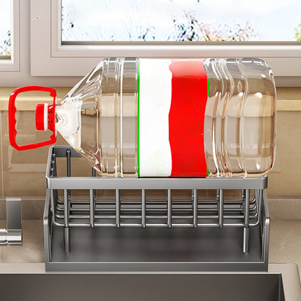 PALIFEUR Sponge Holder for Kitchen Sink, Kitchen Sink Organizer Rustproof 304 Stainless Steel Detachable Dishcloth Rack Sink Caddy, Kitchen Sponge Holder Bathroom Organizer Brush Holder Storage Gray