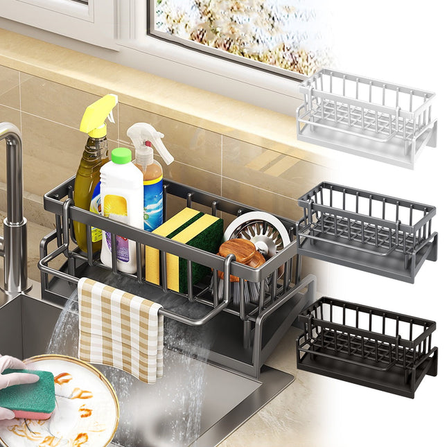 PALIFEUR Sponge Holder for Kitchen Sink Kitchen Sink Organizer Rustproof 304 Stainless Steel in White