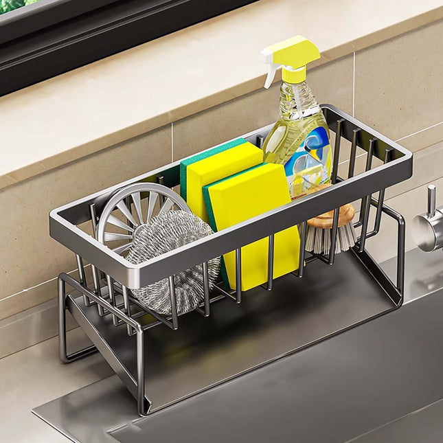PALIFEUR Sponge Holder for Kitchen Sink Kitchen Sink Organizer Rustproof 304 Stainless Steel in White