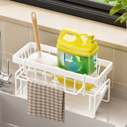 PALIFEUR Sponge Holder for Kitchen Sink, Kitchen Sink Organizer Rustproof 304 Stainless Steel Detachable Dishcloth Rack Sink Caddy, Kitchen Sponge Holder Bathroom Organizer Brush Holder Storage XA_#White
