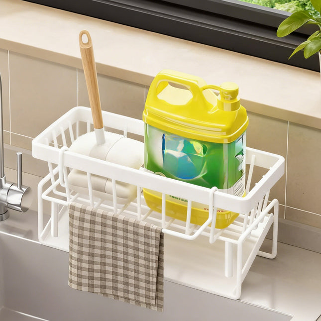 PALIFEUR Sponge Holder for Kitchen Sink Kitchen Sink Organizer Rustproof 304 Stainless Steel in White