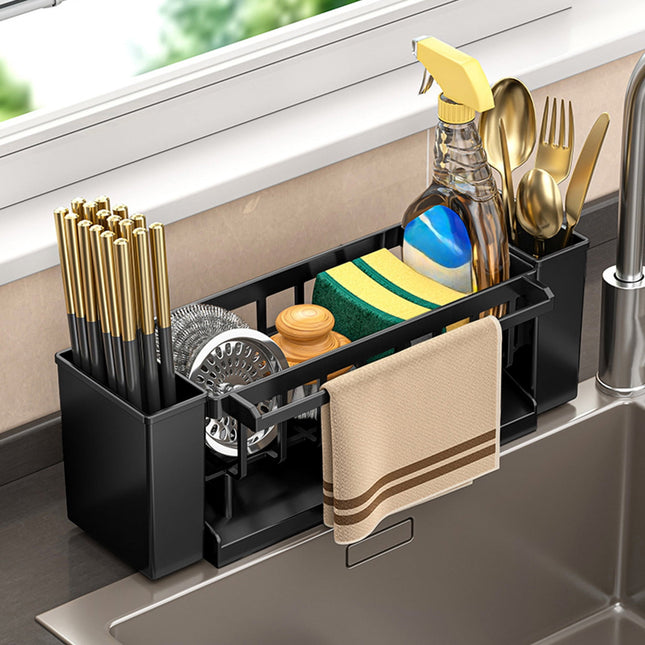 PALIFEUR Sponge Holder for Kitchen Sink Kitchen Sink Organizer Rustproof 304 Stainless Steel in White
