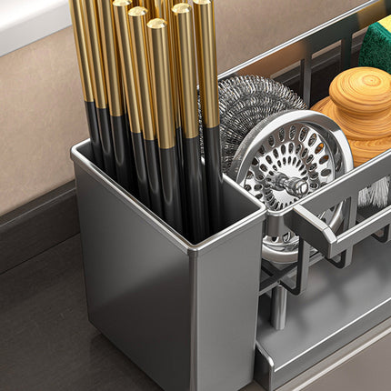 PALIFEUR Sponge Holder for Kitchen Sink, Kitchen Sink Organizer Rustproof 304 Stainless Steel Detachable Dishcloth Rack Sink Caddy, Kitchen Sponge Holder Bathroom Organizer Brush Holder Storage XB_#Gray