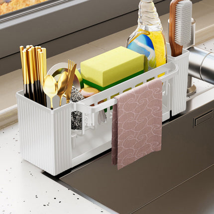 PALIFEUR Sponge Holder for Kitchen Sink, Kitchen Sink Organizer Rustproof 304 Stainless Steel Detachable Dishcloth Rack Sink Caddy, Kitchen Sponge Holder Bathroom Organizer Brush Holder Storage XC_#Beige
