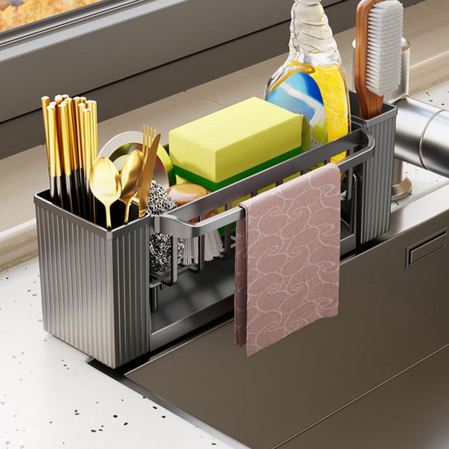 PALIFEUR Sponge Holder for Kitchen Sink Kitchen Sink Organizer Rustproof 304 Stainless Steel in White