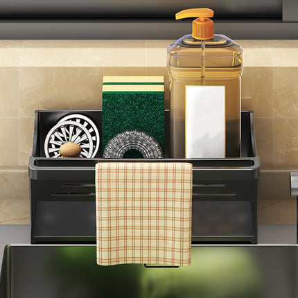 PALIFEUR Sponge Holder for Kitchen Sink, Kitchen Sink Organizer Rustproof 304 Stainless Steel Detachable Dishcloth Rack Sink Caddy, Kitchen Sponge Holder Bathroom Organizer Brush Holder Storage XD_#Black