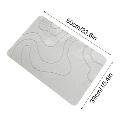 PALIFEUR Stone Bath Mat, 16x24" Quick Drying Diatomaceous Earth Bath Mat Super Absorbent Non Slip Stone Bath Mats Washable Rug for Bathroom Floor Kitchen Shower, Dark Gray White